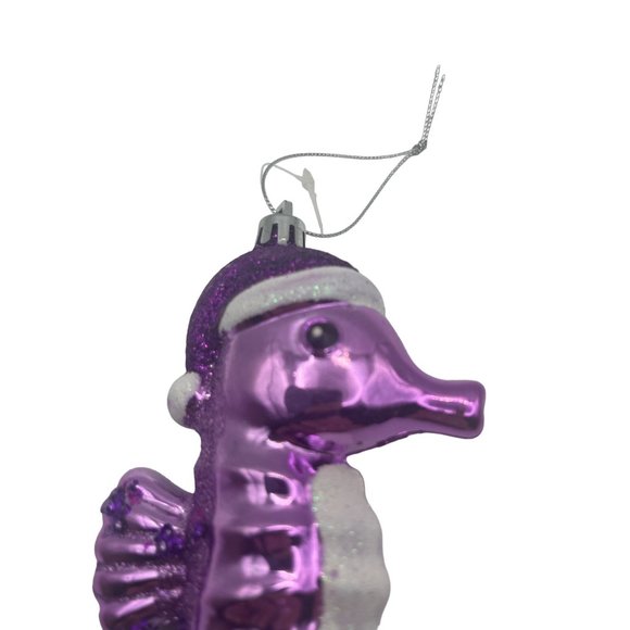 Purple Seahorse Ornament 5.25 inch Glitter Plastic - Picture 2 of 5